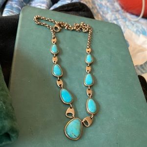 925 Sterling Silver turquoise necklace  with box chain attached